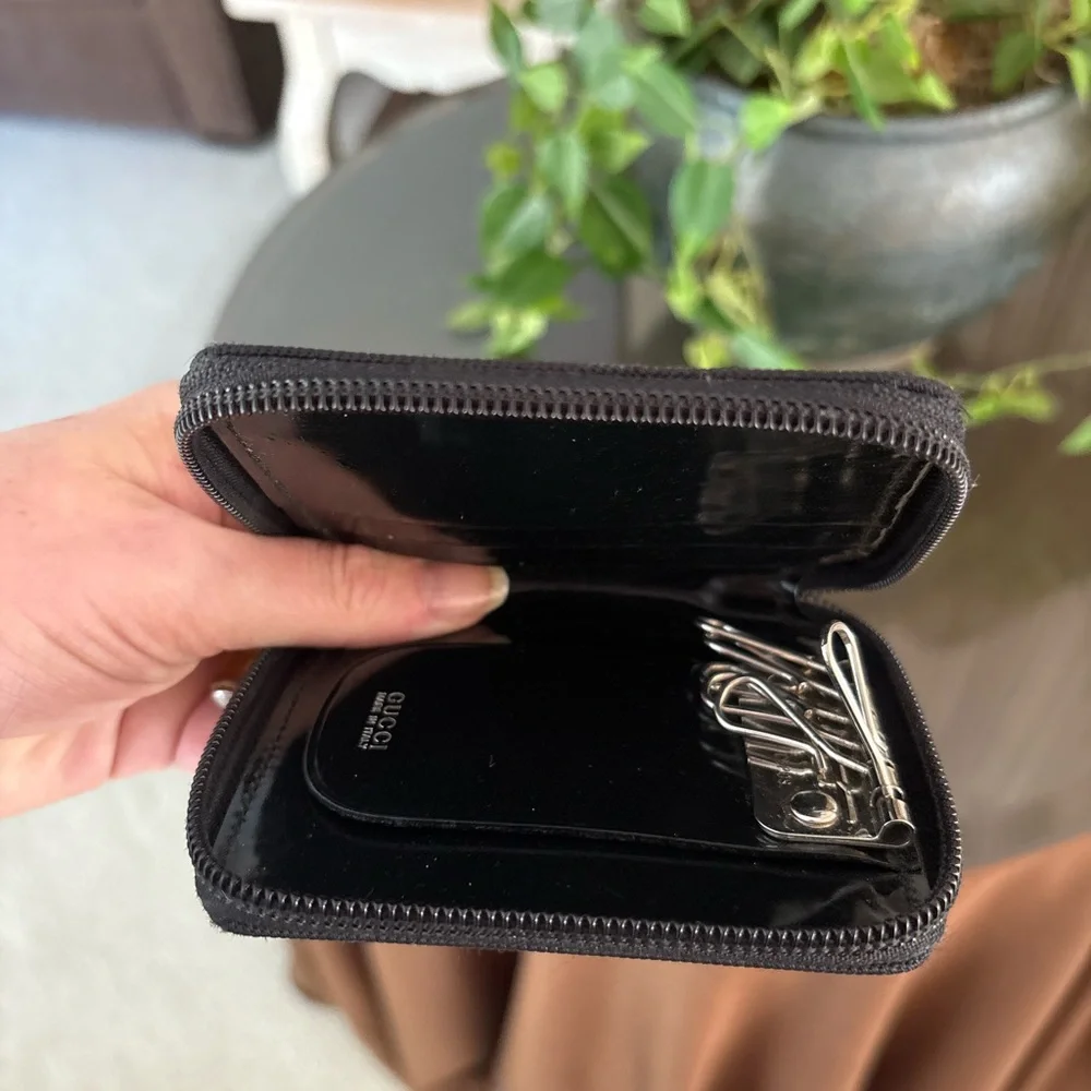 Gucci Bamboo Compact Black Zip Wallet + Key Holder Excellent Condition - Picture 10 of 11